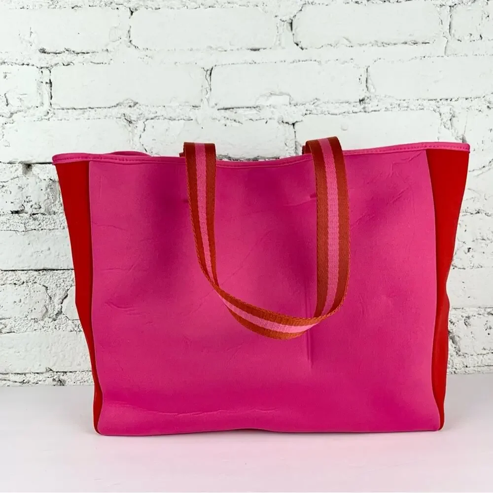Summersalt Tote Pink Neoprene Stripe Beach Water Bag